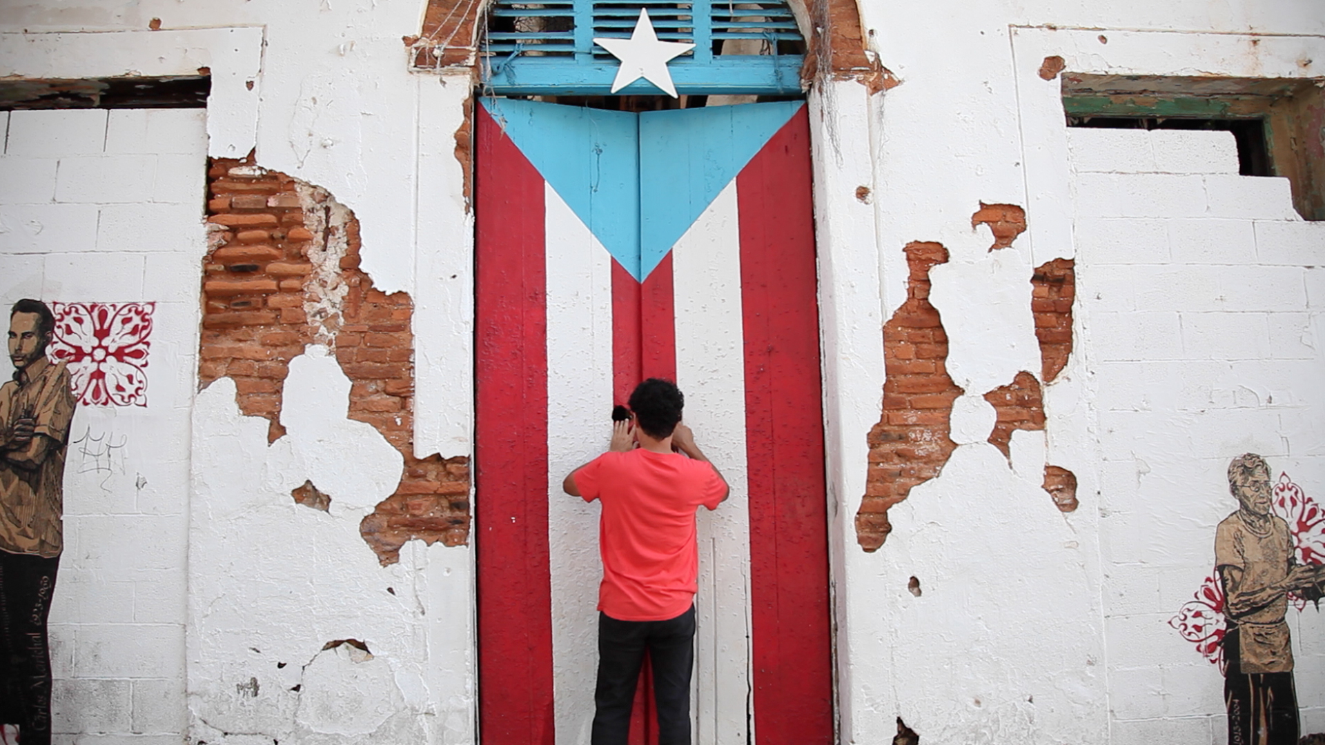 A person in the street of Puerto Rico.