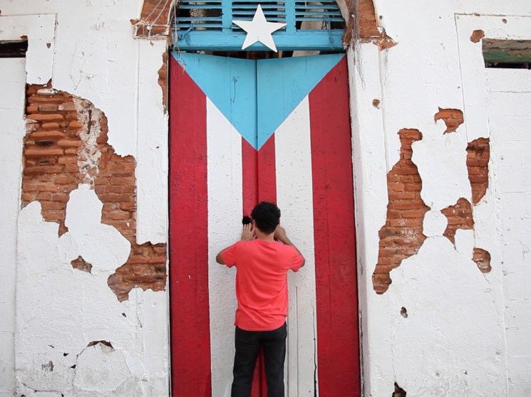 A person in the street of Puerto Rico.