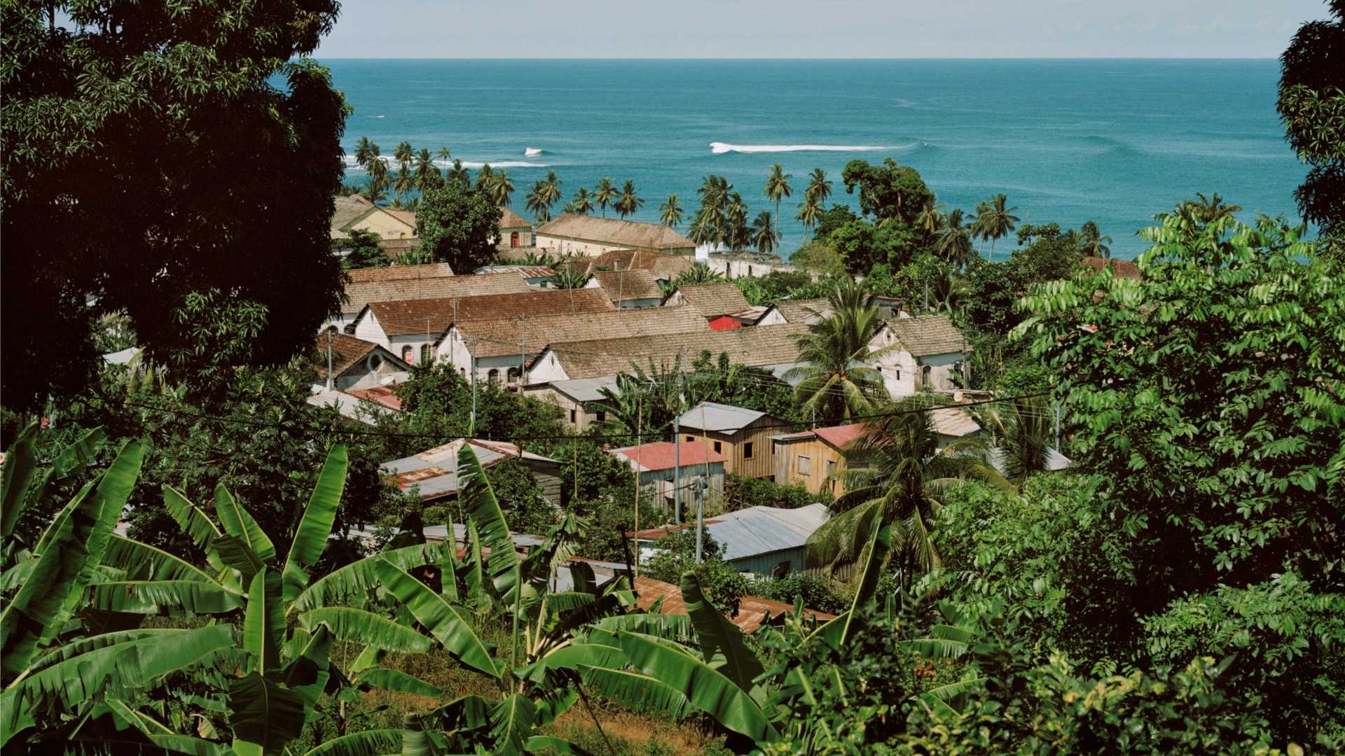 Houses and vegetation in Sao Tome.