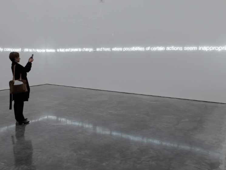 woman taking a photo in a gallery