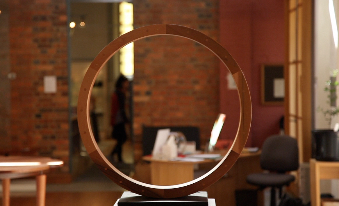 wooden circle object in an office
