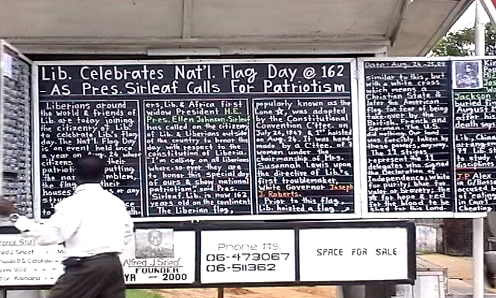 chalkboards with news