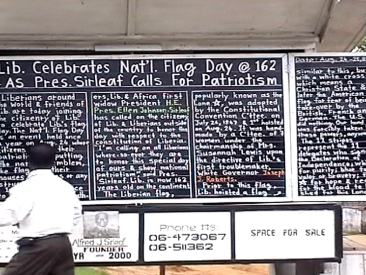 chalkboards with news
