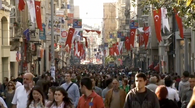 Istanbul crowd on the street