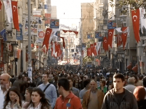 Istanbul crowd on the street