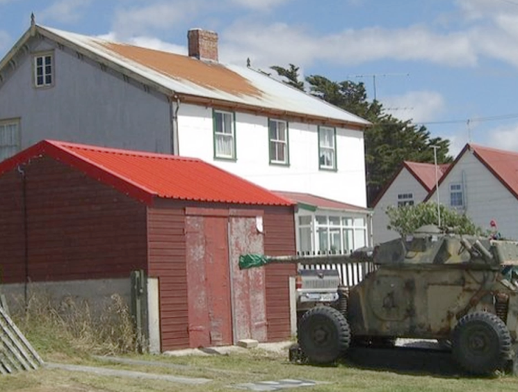 tank and house, Falkland Islands