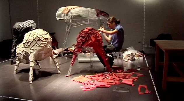 sculptor making fabric sculptures