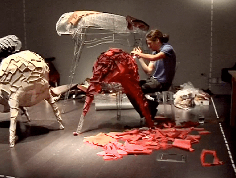 sculptor making fabric sculptures