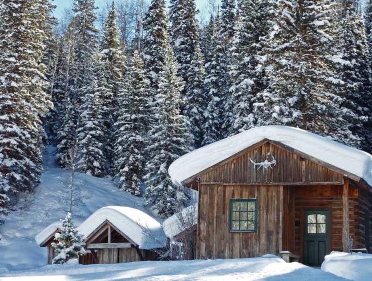 mountain hut in the winter