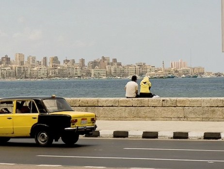 old car by seafront, Alexandria