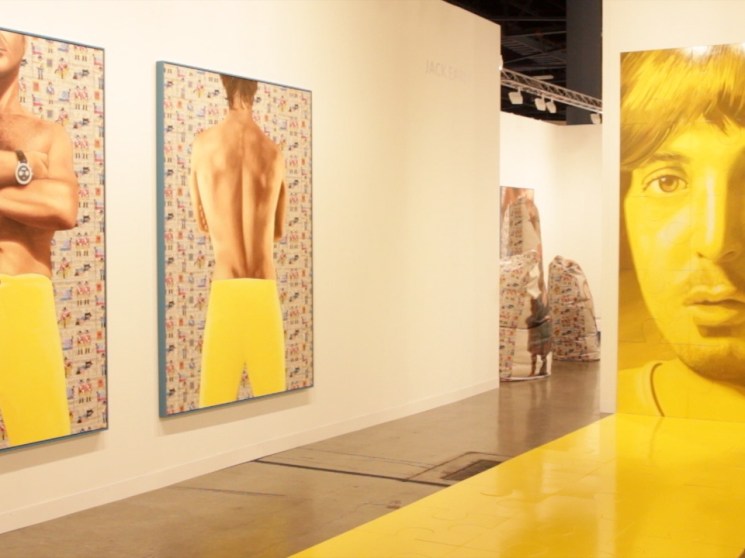 Artworks displayed in a gallery.