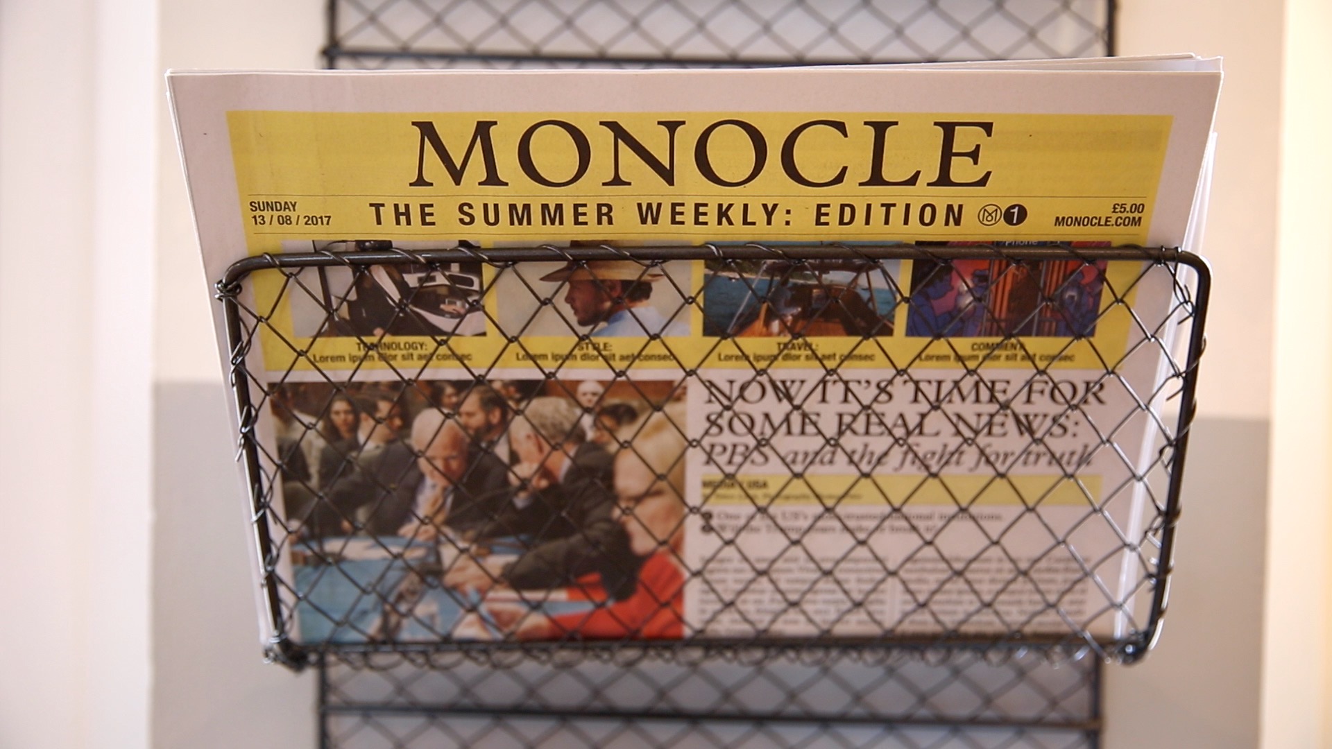 An issue of The Monocle Summer Weekly at Kioskafe in London.