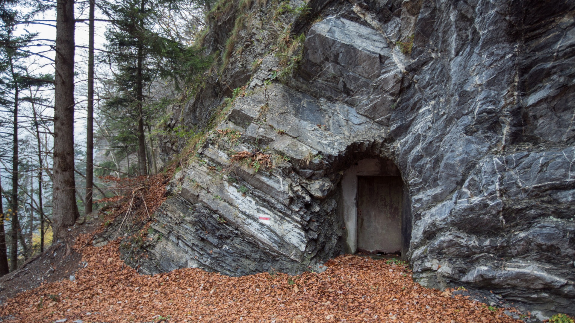 An entrance to a bunker.