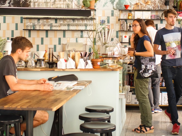 A cafe in Warsaw.