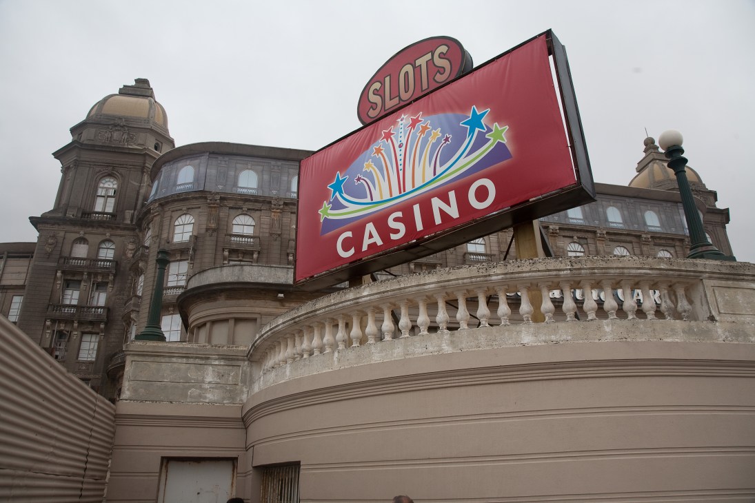 Carrasco Casino Hotel with slots sign on historic building in Montevideo