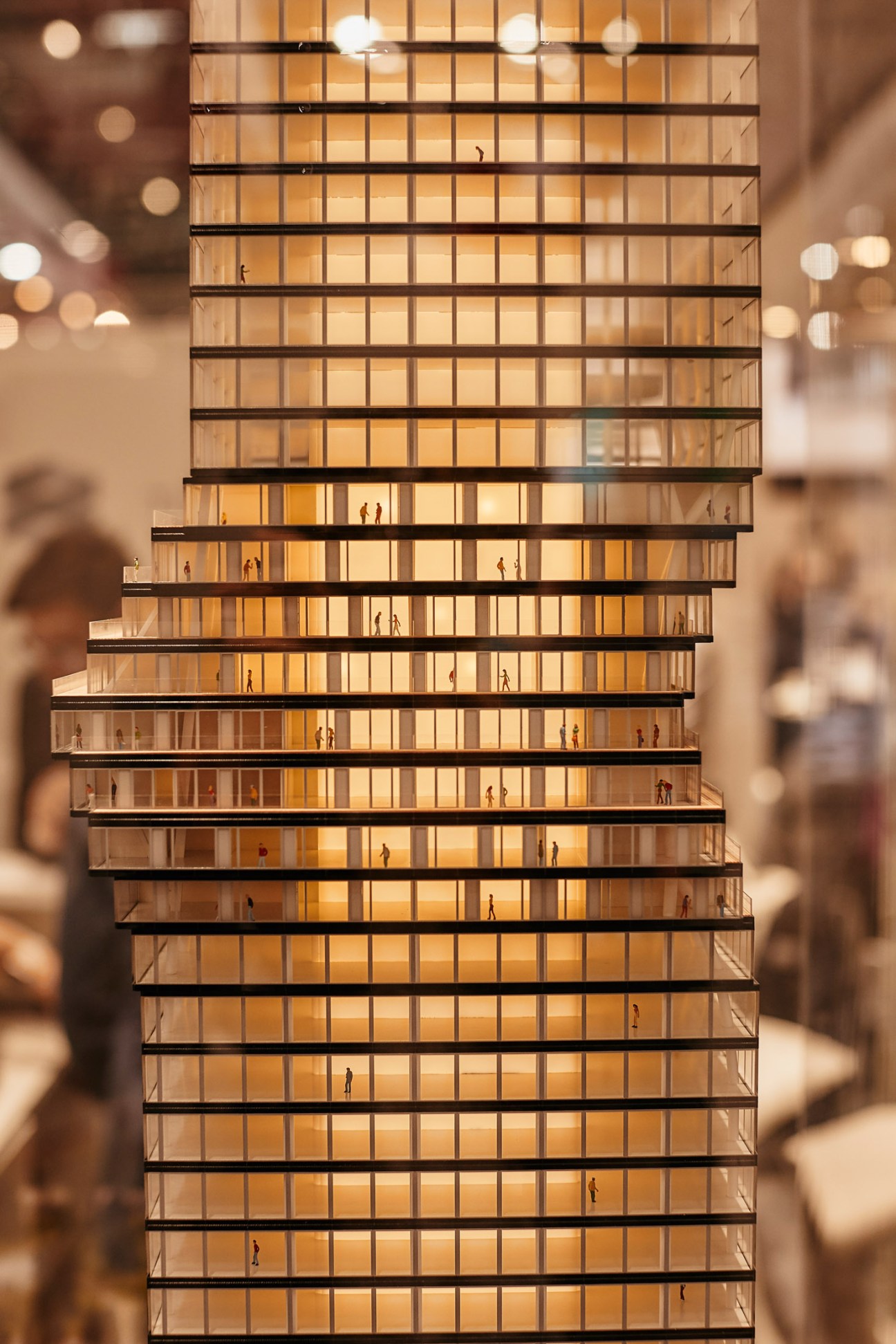 Architectural model of the Omniturm under construction in Frankfurt's central business district.