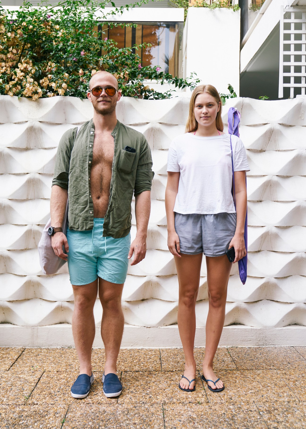 Portrait of Vincent Greene and Nash Robb, American holidaymakers at Mas de Tanit