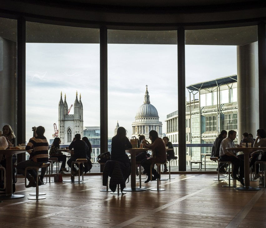 View from Bloomberg headquarters showing St Paul's Cathedral dome in London skyline