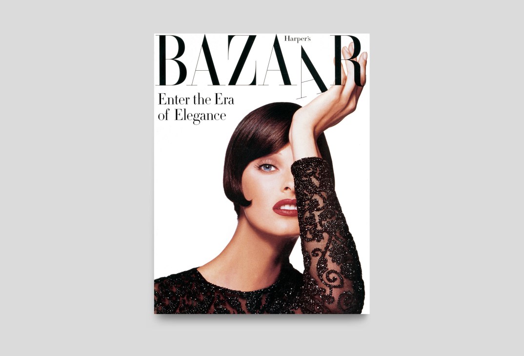 Harper's Bazaar September 1992 magazine cover featuring a model with dark hair and red lips