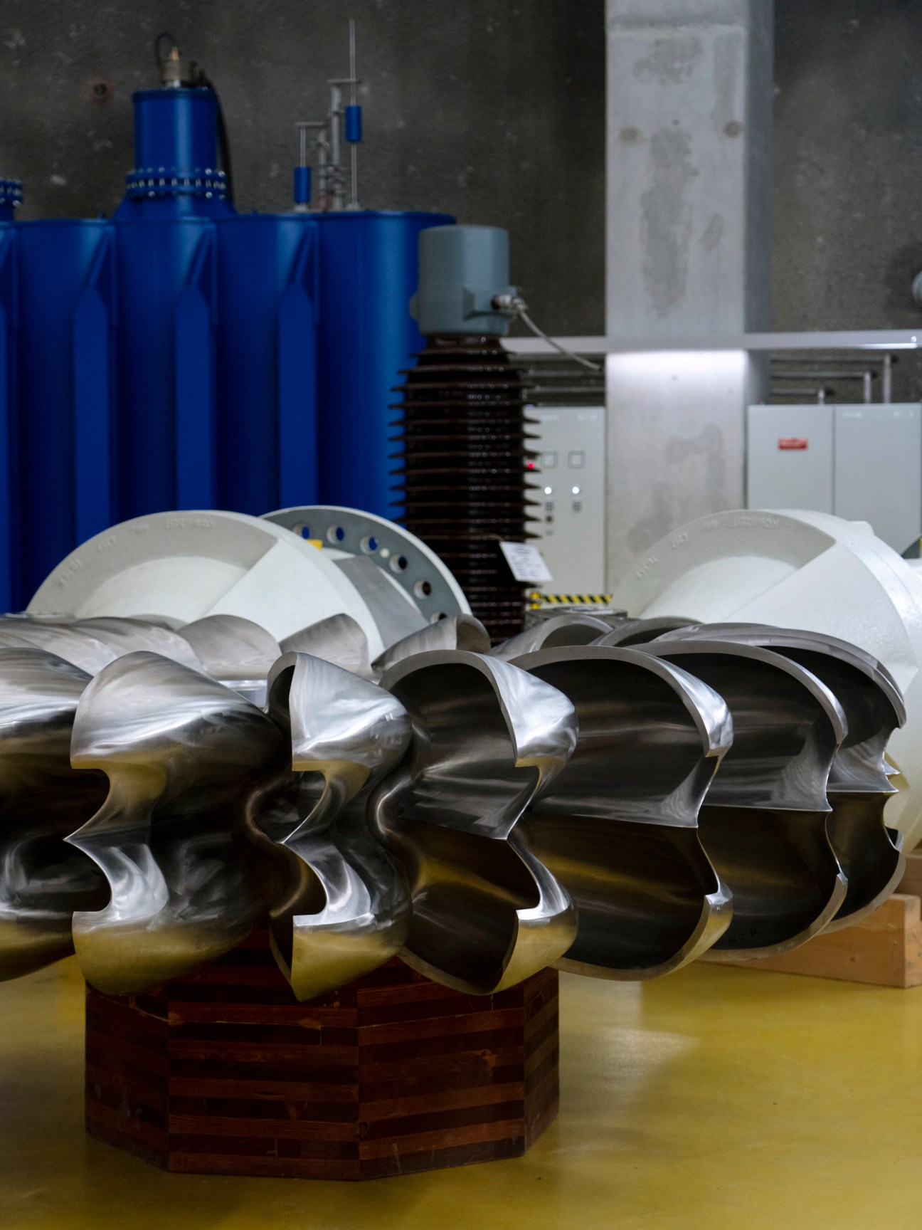 Turbine components and industrial machinery at Illwerke VKW hydropower facility.