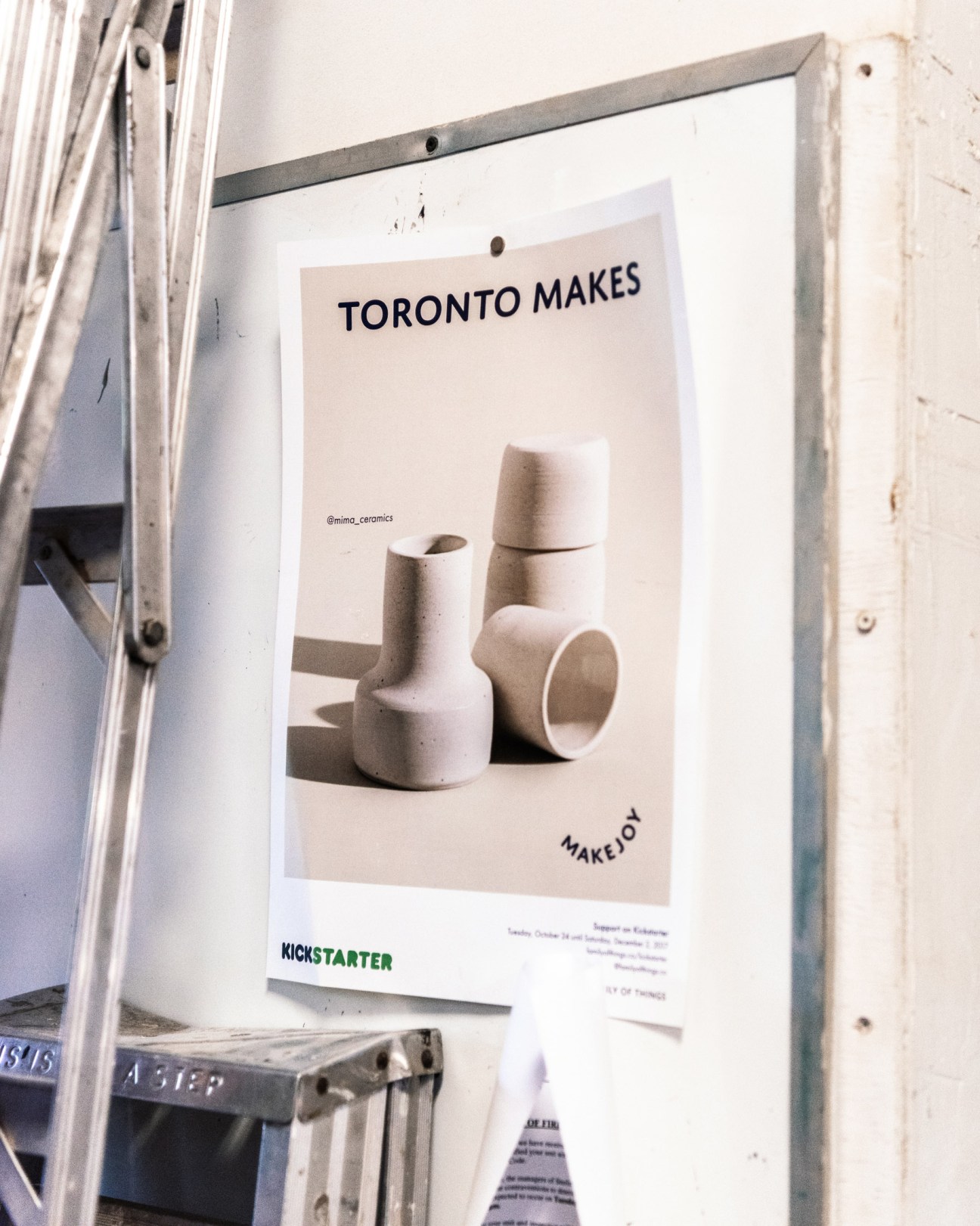 A poster for 'Toronto Makes' featuring ceramic vessels displayed on a neutral background