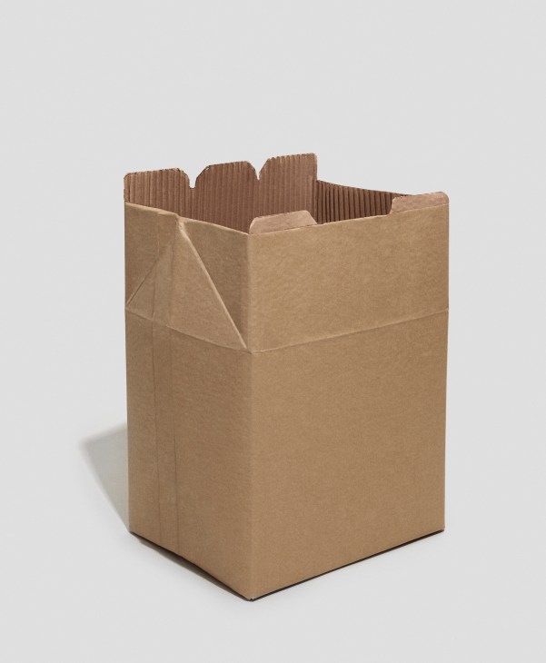 TemperPack's corrugated cardboard box with wavy top edge against white background.