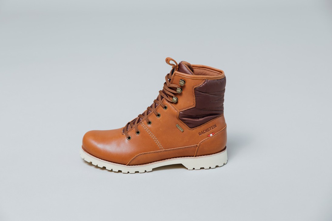 Brown leather hiking boot with Gore technology from Dachstein and Gore collaboration.