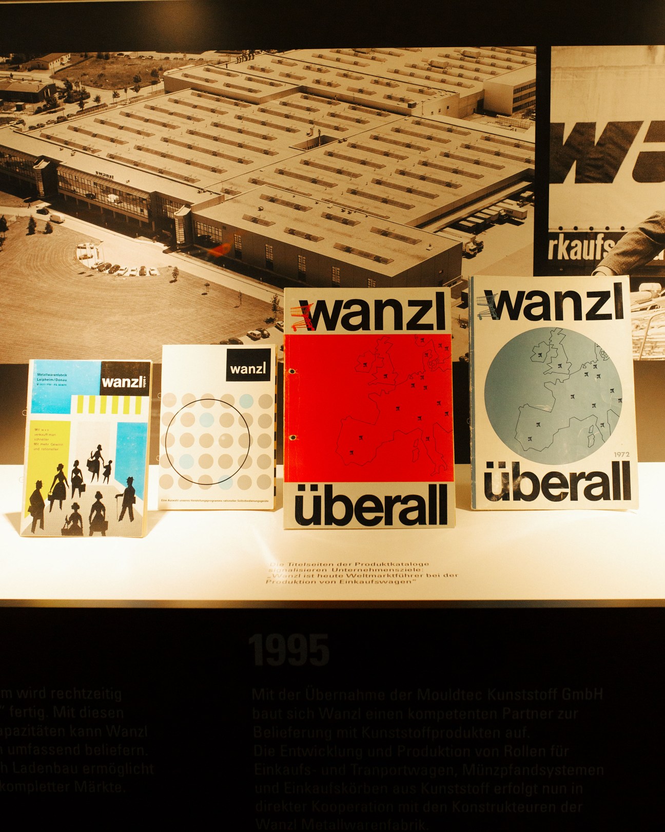 Vintage Wanzl product catalogues from earlier decades featuring clean typography and product illustrations